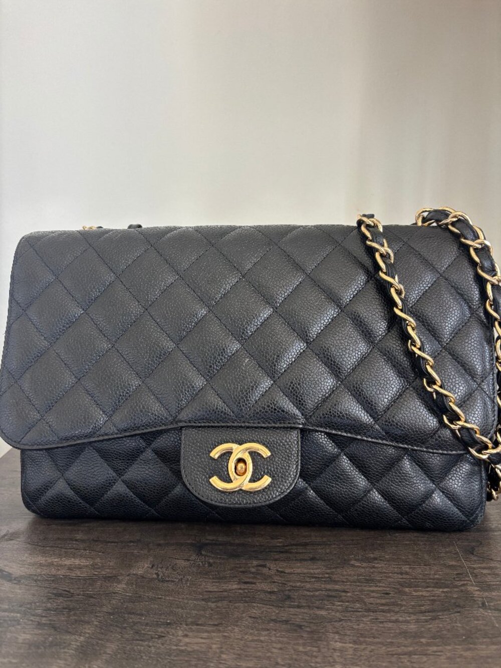 Vintage CHANEL Caviar Leather Jumbo Handbag
